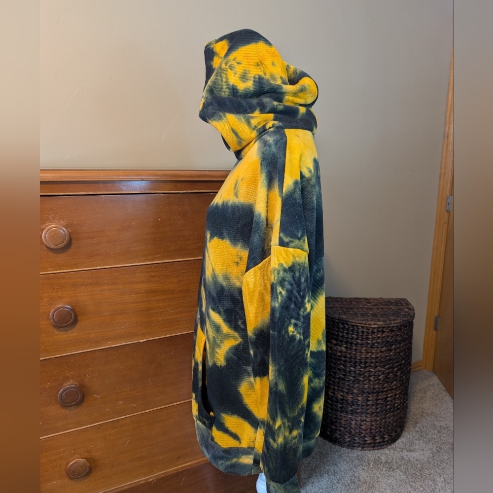 GREEN BAY PACKER Tie Dye Fire  Facemask Hoodie Sweatshirt SZ 1X - Picture 8 of 15